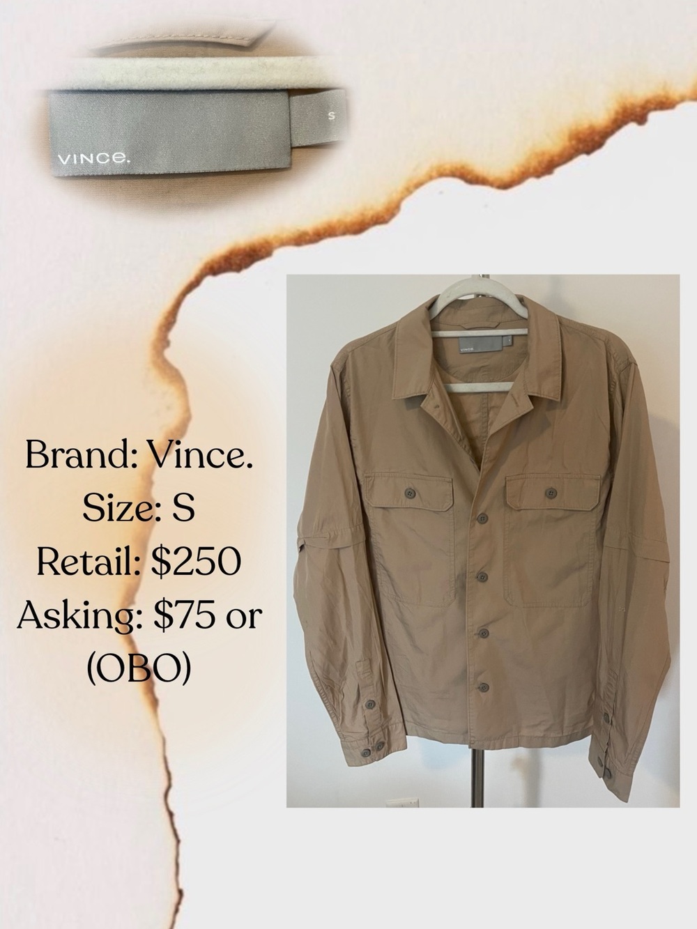 Vince Men's Light Brown Shirt Jacket